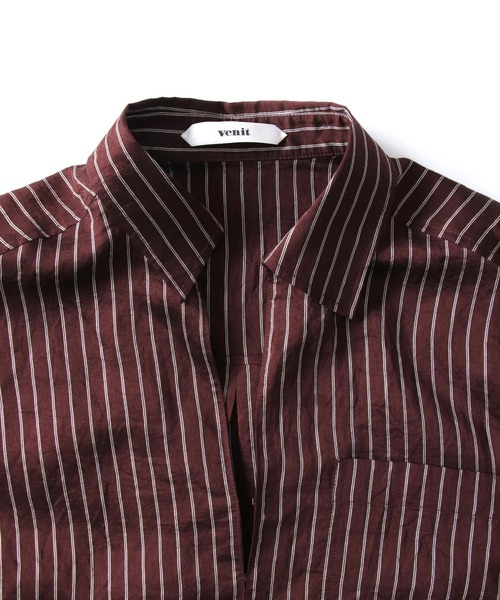 ヴェニット venit ブラトップ付き ストライプブラウス ネイビー サイズ：38 venit（ヴェニット）の「VENIT / stripe blouse(ストライプ柄