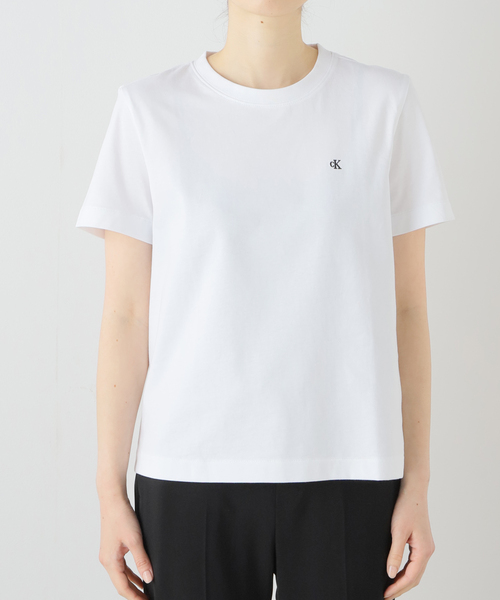 Calvin Klein（カルバン・クライン）の「【Calvin Klein / カルバン クライン】Compact CK embroidery T-sh（Tシャツ/カットソー・レディース・ホワイト/ブラック・FREE）」の5枚目の写真