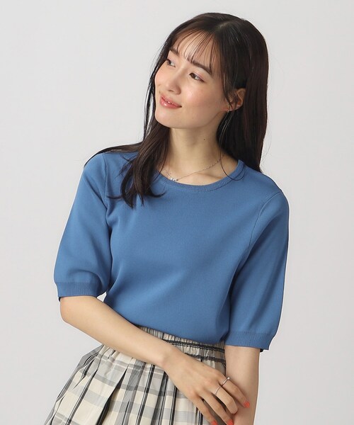 DRESKIP(ドレスキップ)の「◆【洗える/UV】ぽわん五分袖ニット(ニット/セーター・レディース・オフホワイト/ホワイト系5/ブルー/ブラック・03/02/04)」の4枚目の写真