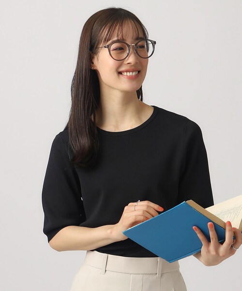 DRESKIP(ドレスキップ)の「◆【洗える/UV】ぽわん五分袖ニット(ニット/セーター・レディース・オフホワイト/ホワイト系5/ブルー/ブラック・03/02/04)」の3枚目の写真