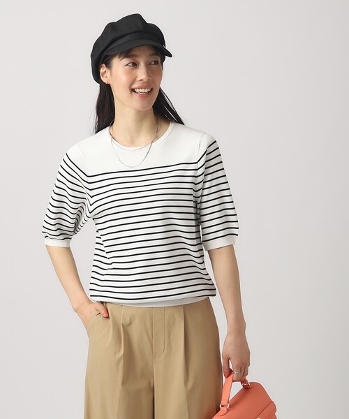 DRESKIP(ドレスキップ)の「◆【洗える/UV】ぽわん五分袖ニット(ニット/セーター・レディース・オフホワイト/ホワイト系5/ブルー/ブラック・03/02/04)」の5枚目の写真