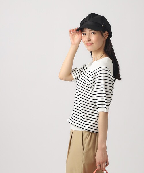 DRESKIP(ドレスキップ)の「◆【洗える/UV】ぽわん五分袖ニット(ニット/セーター・レディース・オフホワイト/ホワイト系5/ブルー/ブラック・03/02/04)」の6枚目の写真