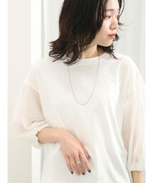 Samansa Mos2 blue | シアーバルーン袖プルオーバー(Tシャツ/カットソー)