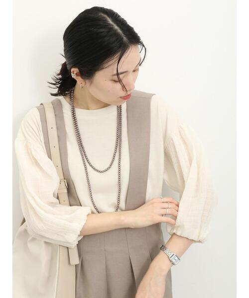 Samansa Mos2 blue(サマンサモスモスブルー)の「シアーバルーン袖プルオーバー(Tシャツ/カットソー・レディース・キナリ/ブラック/オフホワイト・F)」の11枚目の写真