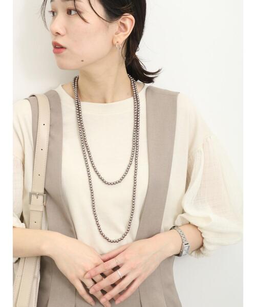 Samansa Mos2 blue(サマンサモスモスブルー)の「シアーバルーン袖プルオーバー(Tシャツ/カットソー・レディース・キナリ/ブラック/オフホワイト・F)」の12枚目の写真