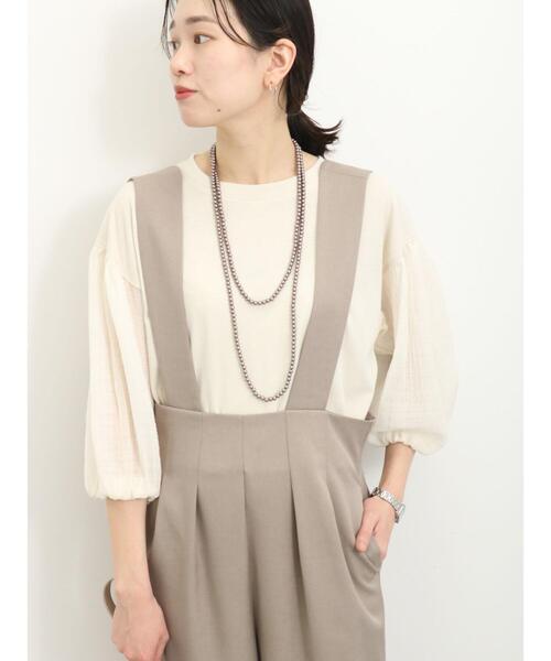 Samansa Mos2 blue(サマンサモスモスブルー)の「シアーバルーン袖プルオーバー(Tシャツ/カットソー・レディース・キナリ/ブラック/オフホワイト・F)」の13枚目の写真