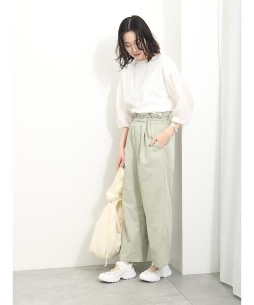 Samansa Mos2 blue(サマンサモスモスブルー)の「シアーバルーン袖プルオーバー(Tシャツ/カットソー・レディース・キナリ/ブラック/オフホワイト・F)」の17枚目の写真