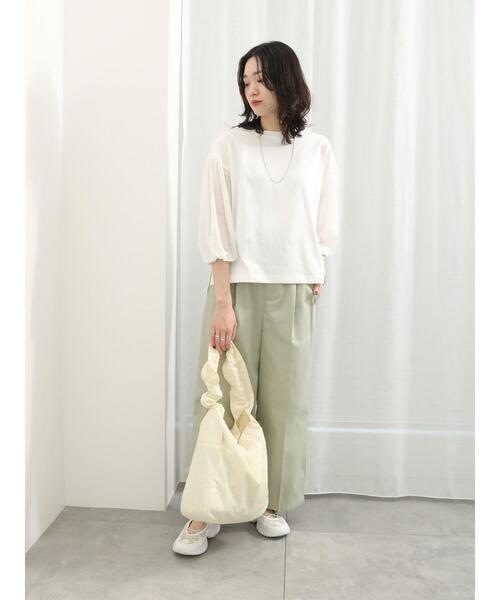 Samansa Mos2 blue(サマンサモスモスブルー)の「シアーバルーン袖プルオーバー(Tシャツ/カットソー・レディース・キナリ/ブラック/オフホワイト・F)」の18枚目の写真