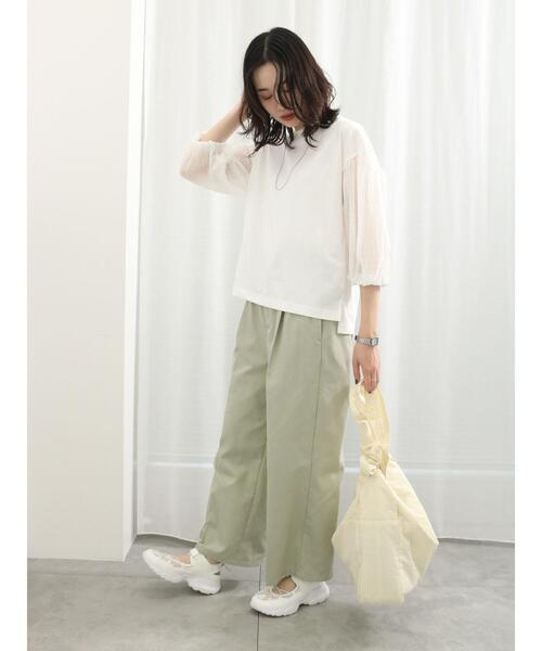 Samansa Mos2 blue(サマンサモスモスブルー)の「シアーバルーン袖プルオーバー(Tシャツ/カットソー・レディース・キナリ/ブラック/オフホワイト・F)」の19枚目の写真