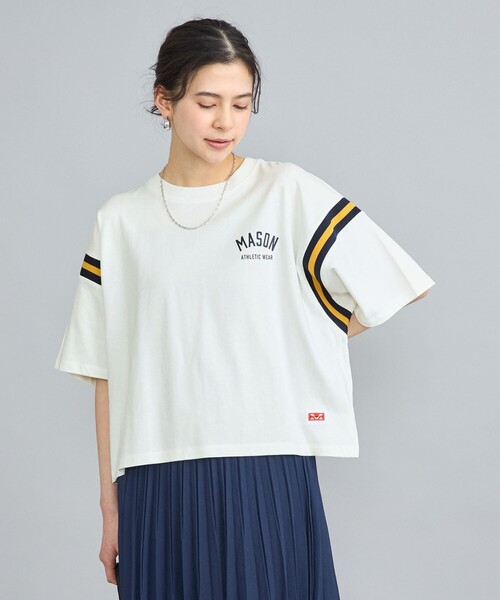 coen(コーエン)の「MASON(メイソン)別注クロップドフットボールTシャツ(Tシャツ/カットソー・レディース・ホワイト/ワインレッド・M/L)」の11枚目の写真