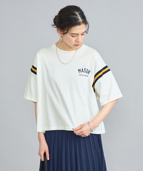 coen(コーエン)の「MASON(メイソン)別注クロップドフットボールTシャツ(Tシャツ/カットソー・レディース・ホワイト/ワインレッド・M/L)」の12枚目の写真