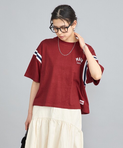 coen(コーエン)の「MASON(メイソン)別注クロップドフットボールTシャツ(Tシャツ/カットソー・レディース・ホワイト/ワインレッド・M/L)」の18枚目の写真