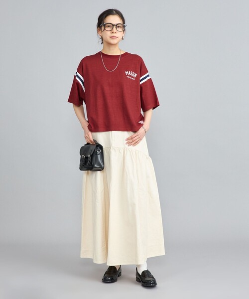 coen(コーエン)の「MASON(メイソン)別注クロップドフットボールTシャツ(Tシャツ/カットソー・レディース・ホワイト/ワインレッド・M/L)」の20枚目の写真