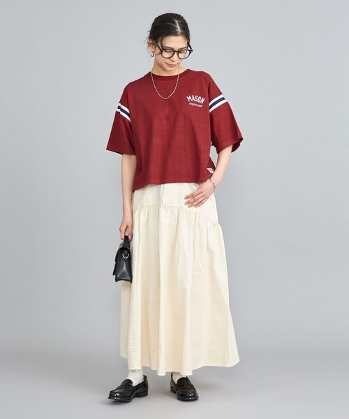 coen(コーエン)の「MASON(メイソン)別注クロップドフットボールTシャツ(Tシャツ/カットソー・レディース・ホワイト/ワインレッド・M/L)」の21枚目の写真