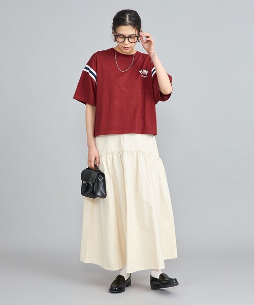 coen(コーエン)の「MASON(メイソン)別注クロップドフットボールTシャツ(Tシャツ/カットソー・レディース・ホワイト/ワインレッド・M/L)」の22枚目の写真