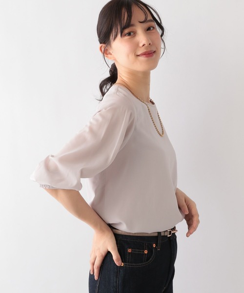 GLOBAL WORK(グローバルワーク)の「MATINEE LINE/袖シアーブラウス/106626(シャツ/ブラウス・レディース・オフホワイト/ブラック/ライトグレー・MEDIUM/LARGE)」の3枚目の写真