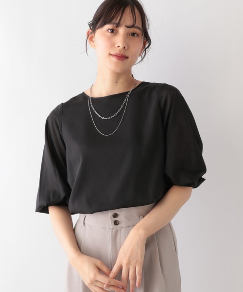 GLOBAL WORK(グローバルワーク)の「MATINEE LINE/袖シアーブラウス/106626(シャツ/ブラウス・レディース・オフホワイト/ブラック/ライトグレー・MEDIUM/LARGE)」の2枚目の写真
