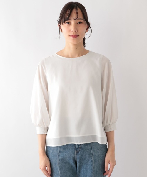 GLOBAL WORK(グローバルワーク)の「MATINEE LINE/袖シアーブラウス/106626(シャツ/ブラウス・レディース・オフホワイト/ブラック/ライトグレー・MEDIUM/LARGE)」の6枚目の写真