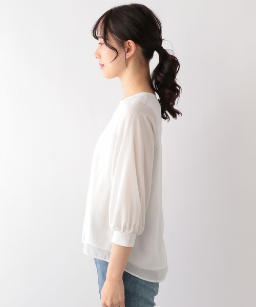 GLOBAL WORK(グローバルワーク)の「MATINEE LINE/袖シアーブラウス/106626(シャツ/ブラウス・レディース・オフホワイト/ブラック/ライトグレー・MEDIUM/LARGE)」の5枚目の写真