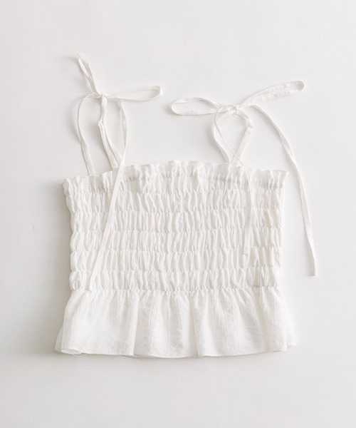 OLIVE des OLIVE(オリーブデオリーブ)の「肩リボンシャーリングビスチェ(シャツ/ブラウス・レディース・オフホワイト/ブラック/サックスブルー/ブラック系・FREE)」の15枚目の写真