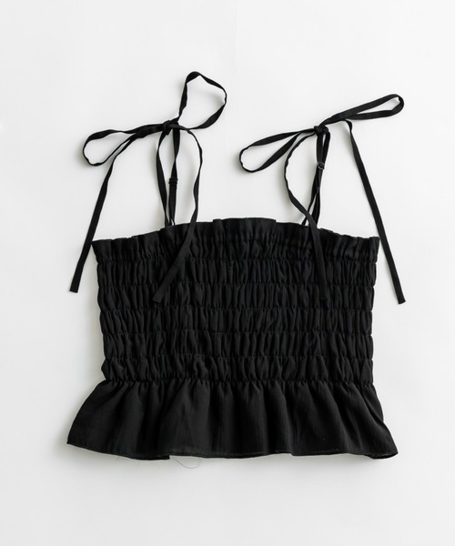 OLIVE des OLIVE(オリーブデオリーブ)の「肩リボンシャーリングビスチェ(シャツ/ブラウス・レディース・オフホワイト/ブラック/サックスブルー/ブラック系・FREE)」の12枚目の写真