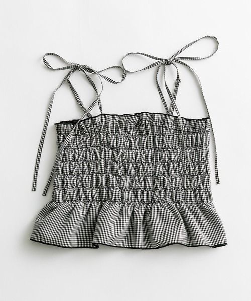 OLIVE des OLIVE(オリーブデオリーブ)の「肩リボンシャーリングビスチェ(シャツ/ブラウス・レディース・オフホワイト/ブラック/サックスブルー/ブラック系・FREE)」の14枚目の写真