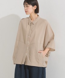 コットンキャンブリックピンタックドルマンシャツ半袖