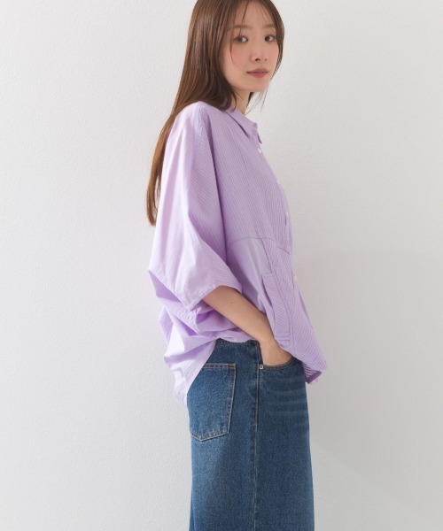 OMNES（オムネス）の「コットンキャンブリックピンタックドルマンシャツ半袖（シャツ/ブラウス・レディース・チャコール/キャメル/グリーン/ラベンダー/ホワイト/ベージュ・FREE）」の17枚目の写真