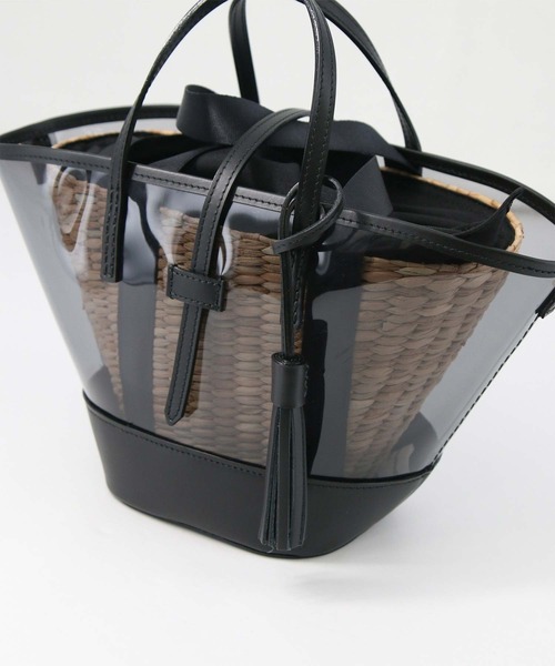 Gready Brilliant（グレディブリリアン）の「ＰＶＣカゴセットバッグ（かごバッグ・レディース・ブラック・FREE）」の5枚目の写真