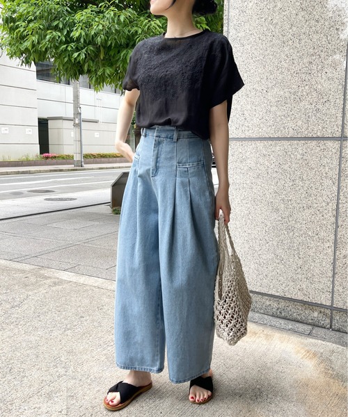 StyleSea(スタイルシー)の「【リネン混】フロント刺繍プルオーバー(Tシャツ/カットソー・レディース・ブラック/オフホワイト/グレー・FREE)」の8枚目の写真