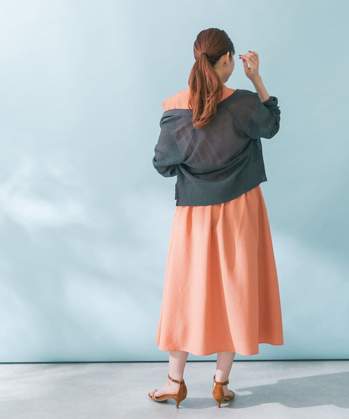 URBAN RESEARCH ROSSO WOMEN（アーバンリサーチ　ロッソ）の「ウォッシャブルシャツワンピース（シャツワンピース・レディース・オレンジ/ストライプ/チャコールグレー・FREE）」の18枚目の写真