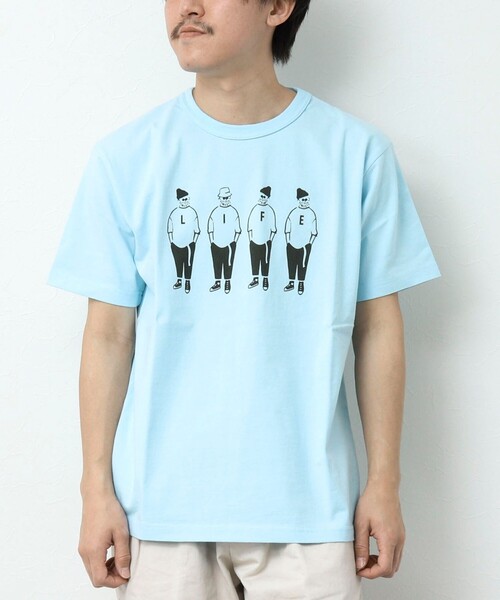 BARNS OUTFITTERS（バーンズアウトフィッターズ）の「【BARNS OUTFITTERS】別注タフネックTシャツ LIFE（Tシャツ/カットソー・メンズ・ホワイト/ブルー/チャコールグレー/グレイッシュベージュ・S/M/L）」の16枚目の写真