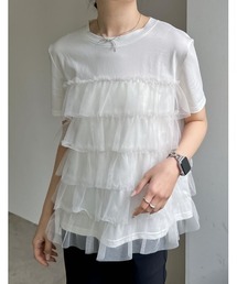 チュールティアードドッキングTシャツ