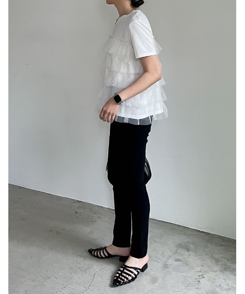 Re:EDIT(リエディ)の「チュールティアードドッキングTシャツ(Tシャツ/カットソー・レディース・ブラック/ホワイト・LARGE/MEDIUM)」の12枚目の写真