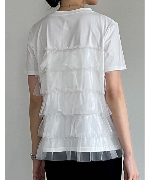 Re:EDIT(リエディ)の「チュールティアードドッキングTシャツ(Tシャツ/カットソー・レディース・ブラック/ホワイト・LARGE/MEDIUM)」の14枚目の写真
