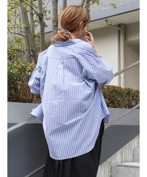 BEVERLY HILLS POLO CLUB(ビバリーヒルズポロクラブ)の「ドロップショルダーBIGシャツ/BHPC(チュニック・レディース・ライトインディゴブルー/レッド/グリーン/ブルー・M)」の7枚目の写真