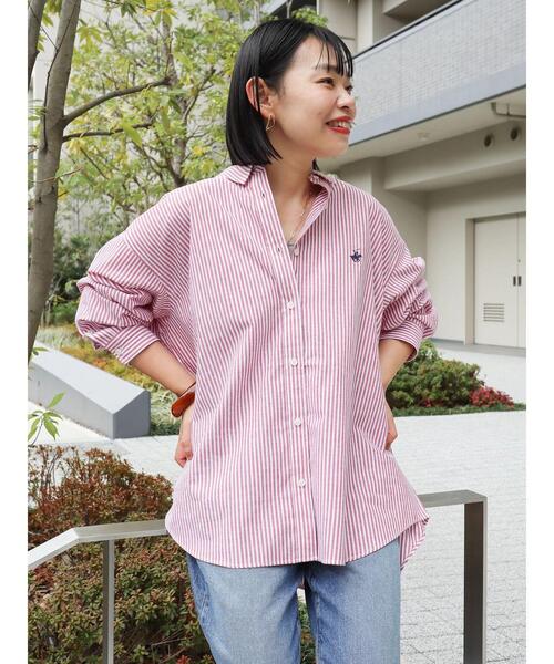 BEVERLY HILLS POLO CLUB(ビバリーヒルズポロクラブ)の「ドロップショルダーBIGシャツ/BHPC(チュニック・レディース・ライトインディゴブルー/レッド/グリーン/ブルー・M)」の10枚目の写真
