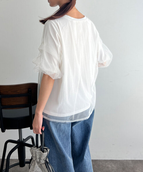 Chez toi(シェトワ)の「チュール重ねカットプルオーバー(Tシャツ/カットソー・レディース・ブラック/オフホワイト/グレー・FREE)」の9枚目の写真