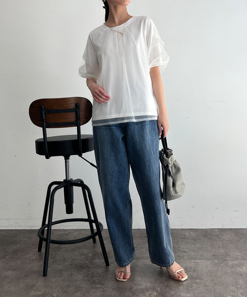 Chez toi(シェトワ)の「チュール重ねカットプルオーバー(Tシャツ/カットソー・レディース・ブラック/オフホワイト/グレー・FREE)」の13枚目の写真