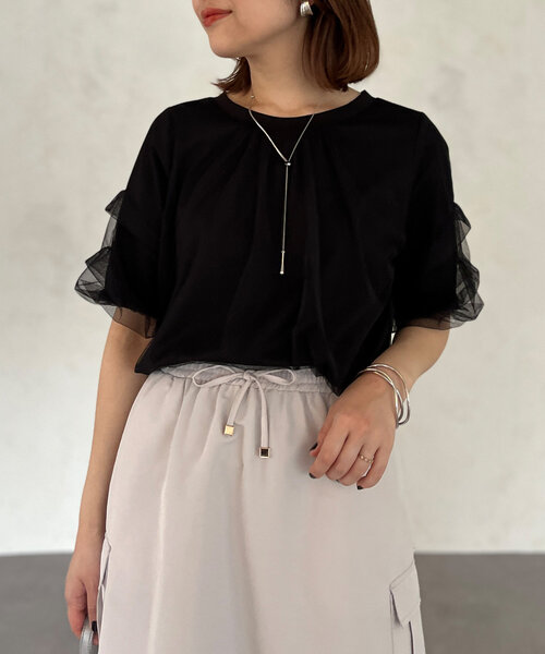 Chez toi(シェトワ)の「チュール重ねカットプルオーバー(Tシャツ/カットソー・レディース・ブラック/オフホワイト/グレー・FREE)」の17枚目の写真