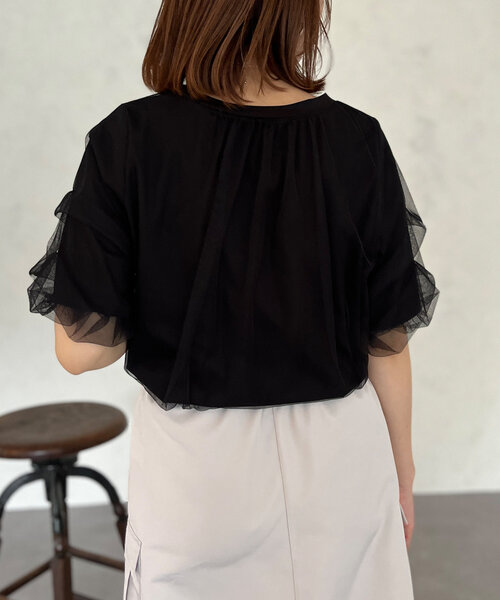 Chez toi(シェトワ)の「チュール重ねカットプルオーバー(Tシャツ/カットソー・レディース・ブラック/オフホワイト/グレー・FREE)」の22枚目の写真