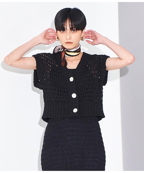 Settimissimo（セッティミッシモ）の「メッシュ ショート丈 ジレ ベスト（ベスト・レディース・ブラック/ブルー・FREE）」の4枚目の写真