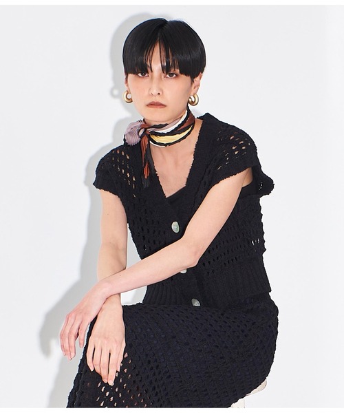 Settimissimo（セッティミッシモ）の「メッシュ ショート丈 ジレ ベスト（ベスト・レディース・ブラック/ブルー・FREE）」の5枚目の写真