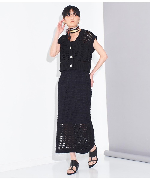 Settimissimo（セッティミッシモ）の「メッシュ ショート丈 ジレ ベスト（ベスト・レディース・ブラック/ブルー・FREE）」の6枚目の写真