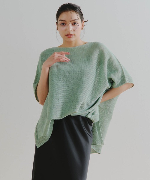 Droite lautreamont(ドロワットロートレアモン)の「SHARY CARN WGPO≪手洗い可能≫(ニット/セーター・レディース・オフホワイト/チャコールグレー/グリーン・M)」の16枚目の写真