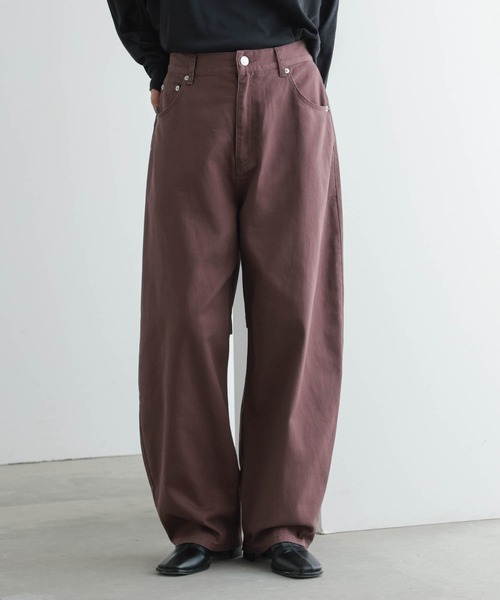 for/c（フォーシー）の「[新色追加]カーブデニムパンツ【オーガニックコットン】（デニムパンツ・レディース・ライトブルー/ブルー/ブラック/アイボリー/グレー/ベージュ/ブラウン/インディゴブルー・LL/L/M/PM/TM/PL）」の4枚目の写真