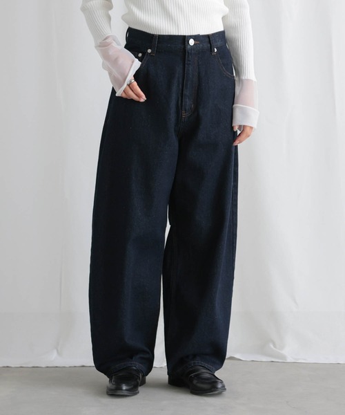 for/c（フォーシー）の「[新色追加]カーブデニムパンツ【オーガニックコットン】（デニムパンツ・レディース・ライトブルー/ブルー/ブラック/アイボリー/グレー/ベージュ/ブラウン/インディゴブルー・LL/L/M/PM/TM/PL）」の18枚目の写真