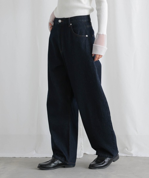 for/c（フォーシー）の「[新色追加]カーブデニムパンツ【オーガニックコットン】（デニムパンツ・レディース・ライトブルー/ブルー/ブラック/アイボリー/グレー/ベージュ/ブラウン/インディゴブルー・LL/L/M/PM/TM/PL）」の19枚目の写真