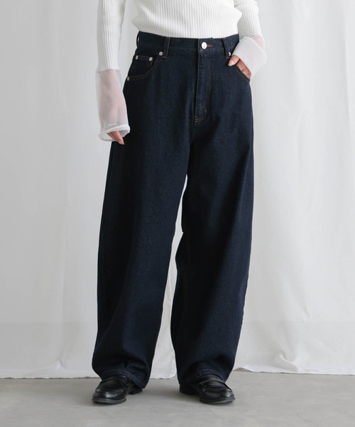 for/c（フォーシー）の「[新色追加]カーブデニムパンツ【オーガニックコットン】（デニムパンツ・レディース・ライトブルー/ブルー/ブラック/アイボリー/グレー/ベージュ/ブラウン/インディゴブルー・LL/L/M/PM/TM/PL）」の21枚目の写真