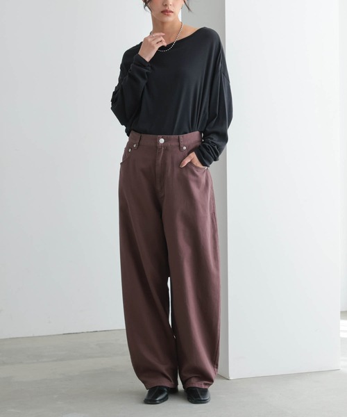 for/c（フォーシー）の「[新色追加]カーブデニムパンツ【オーガニックコットン】（デニムパンツ・レディース・ライトブルー/ブルー/ブラック/アイボリー/グレー/ベージュ/ブラウン/インディゴブルー・LL/L/M/PM/TM/PL）」の16枚目の写真